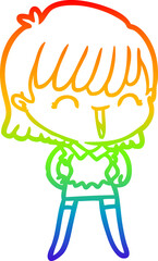 rainbow gradient line drawing cartoon woman