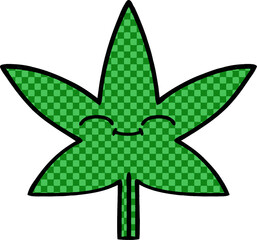 comic book style cartoon marijuana leaf