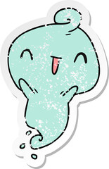 distressed sticker cartoon kawaii cute dead ghost