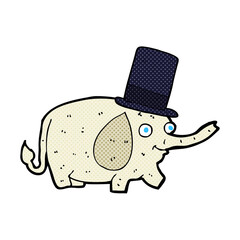 cartoon elephant wearing top hat
