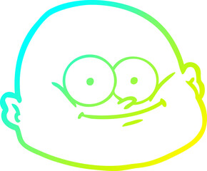 cold gradient line drawing cartoon bald man