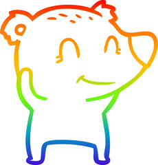rainbow gradient line drawing smiling polar bear cartoon