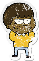 distressed sticker of a cartoon annoyed man