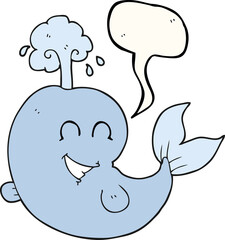 Obraz premium speech bubble cartoon whale spouting water