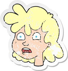 retro distressed sticker of a cartoon female face