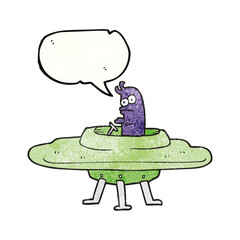 speech bubble textured cartoon flying saucer