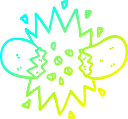 cold gradient line drawing cartoon exploding sausage