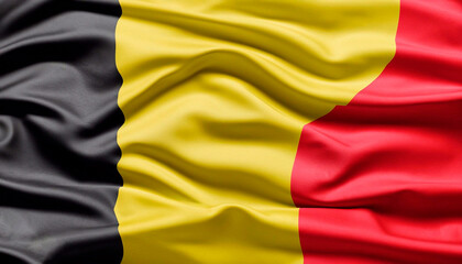 Fototapeta premium flag Belgium with juicy colors with pleats with visible satin texture