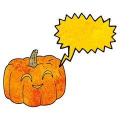 speech bubble textured cartoon halloween pumpkin