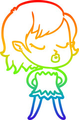 rainbow gradient line drawing cute cartoon vampire girl