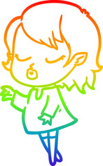 rainbow gradient line drawing cute cartoon vampire girl