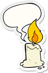 cartoon candle and speech bubble sticker