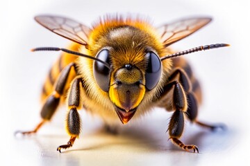  honeybee micro photography on white background