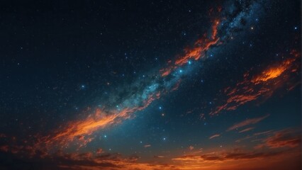 Cosmos Banner. Sci-Fi Night Sky Panorama with Orange and Blue Colors.  generative, ai.