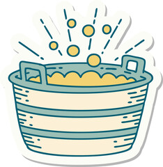 sticker of tattoo style tin bath