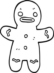 line drawing cartoon gingerbread man