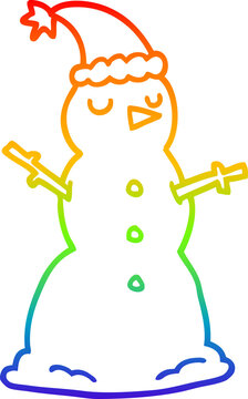 recommend clip art: rainbow gradient line drawing cartoon snowman