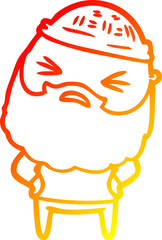 warm gradient line drawing cartoon man with beard