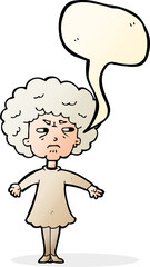 cartoon bitter old woman with speech bubble