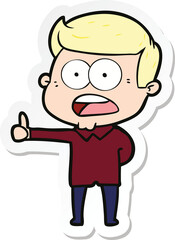 sticker of a cartoon shocked man