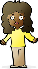 cartoon worried woman