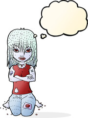 cartoon vampire girl with thought bubble