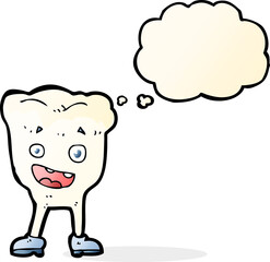 cartoon tooth with thought bubble