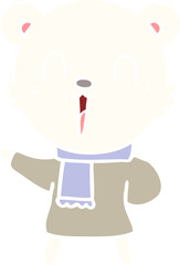 happy flat color style cartoon polar bear