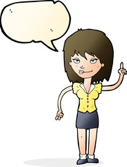 cartoon woman with idea with speech bubble