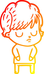 warm gradient line drawing cartoon woman