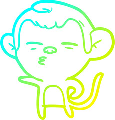 cold gradient line drawing cartoon suspicious monkey
