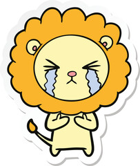 Fototapeta premium sticker of a cartoon crying lion