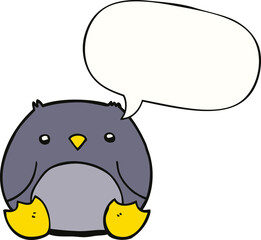cartoon penguin and speech bubble