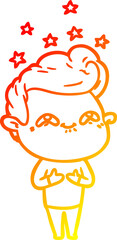 warm gradient line drawing cartoon excited man