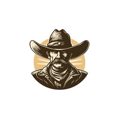 Western cowboy hat character flat vector design