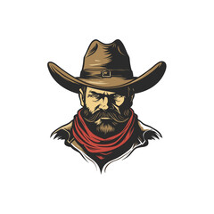 Western cowboy hat character flat vector design