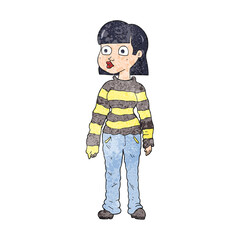 textured cartoon woman in casual clothes