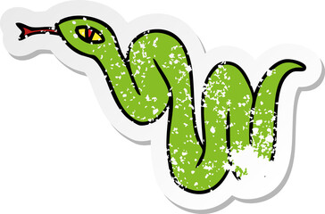 distressed sticker cartoon doodle of a garden snake