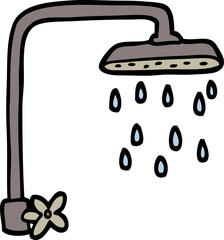 hand drawn doodle style cartoon shower head