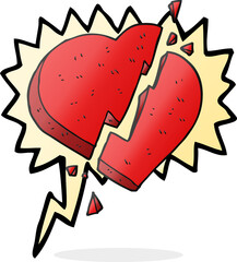 speech bubble cartoon broken heart symbol