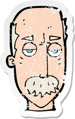 retro distressed sticker of a cartoon bored old man