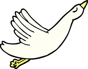 cartoon doodle flying goose