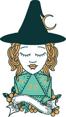 human mage with natural 20 D20 dice roll illustration