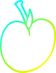 cold gradient line drawing cartoon of an apple