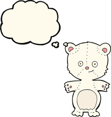 cartoon happy polar bear with thought bubble