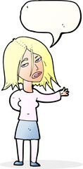 cartoon unhappy woman with speech bubble