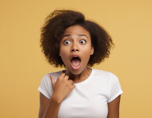 Photo portrait of impressed young african american woman