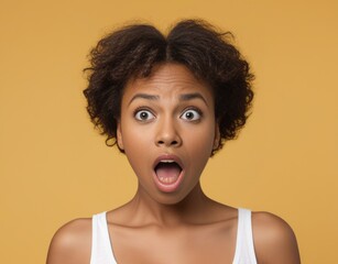 Photo portrait of impressed young african american woman