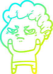 cold gradient line drawing cartoon angry man
