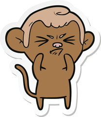 sticker of a cartoon annoyed monkey